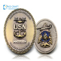 Venta al por mayor sin mínimo personalizado estampado en forma de ancla logotipo en relieve usn jefe de la marina de guerra recuerdo moneda de desafío de metal